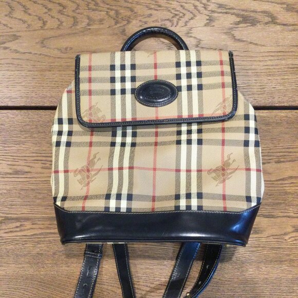 Burberry Beige and Black Check Backpack - Picture 3 of 15